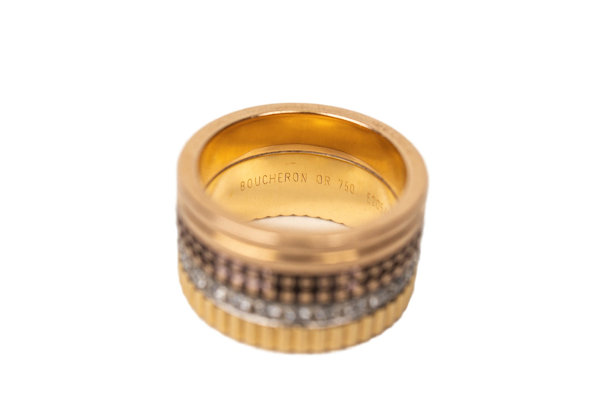 Boucheron Quatre Stacked Ring Gold Rose and White Gold
